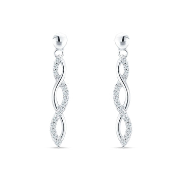 Infinity Twisted Oblong Stud Earring Cubic Zirconia 925 Sterling Silver Wholesale